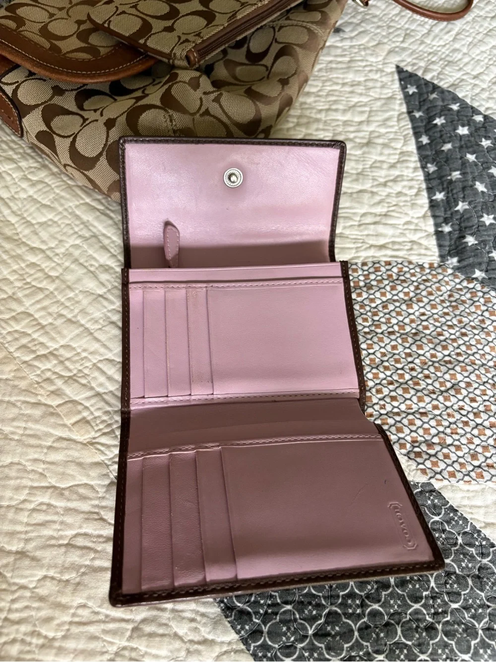 Y2K Coach wallet- Brown and pink